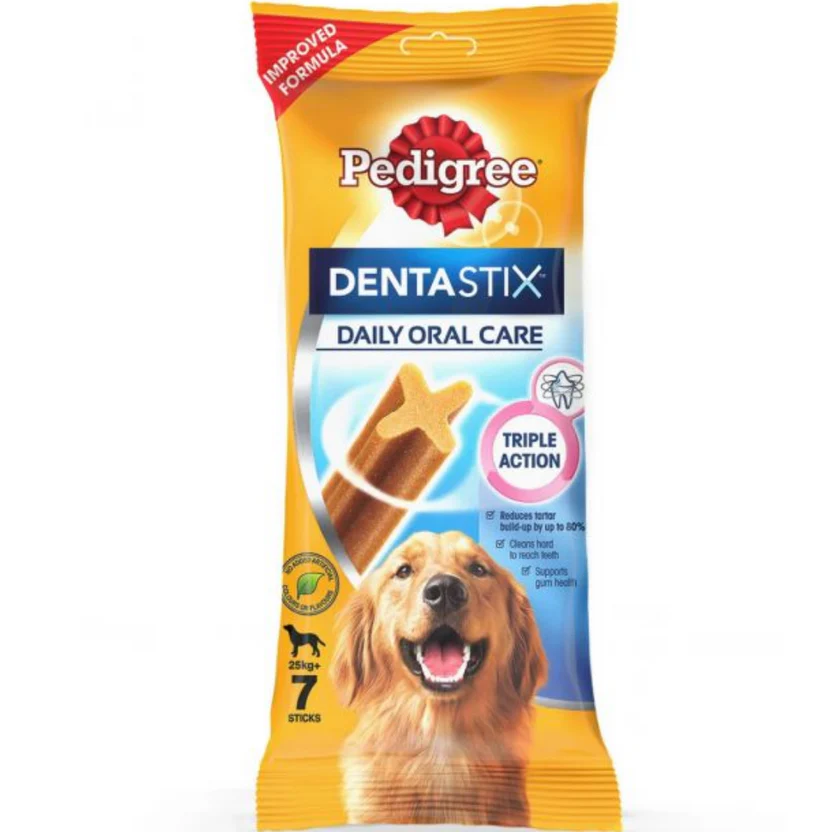 Pedigree Dentastix Dog Treat Oral Care for Adult Large Breed (25 kg+), (7 Sticks) 270g Weekly Pack - Pack of 5